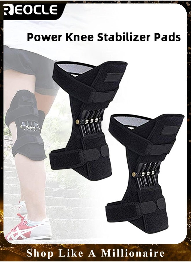 REOCLE Knee Brace 2 PCS Knee Protection Booster oint Support Spring Knee Stabilizer Pad Power Lift Knee Brace for Weak Legs & Old Cold Leg & Sports & Training & Squat  - Image 1