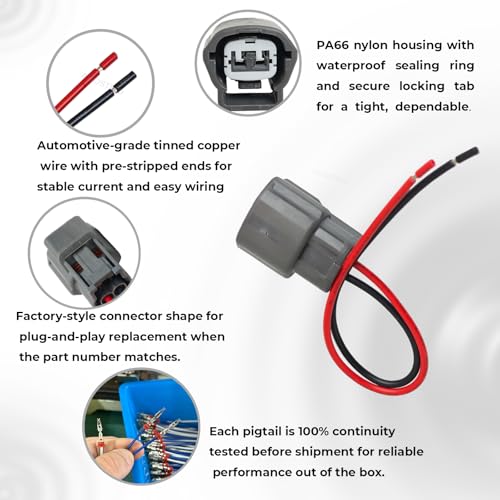 AUOSTMO Engine Coolant Temperature Sensor Connector Pigtail, Fits Nissan Altima 94-06, Frontier 98-20, Pathfinder 96-12, Titan 04-15, Xterra 00-15, Armada 04-15; Infiniti QX4 97-03, G35 03-06; OE 22630-7Y000 - Image 2