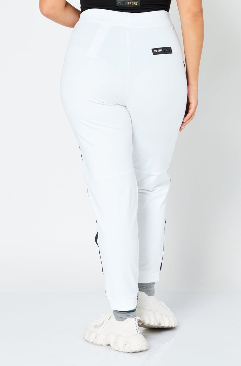 PHILIPP PLEIN Plein Sport Women Sportswear Fit Brand Logo Training Pants, White - Image 4