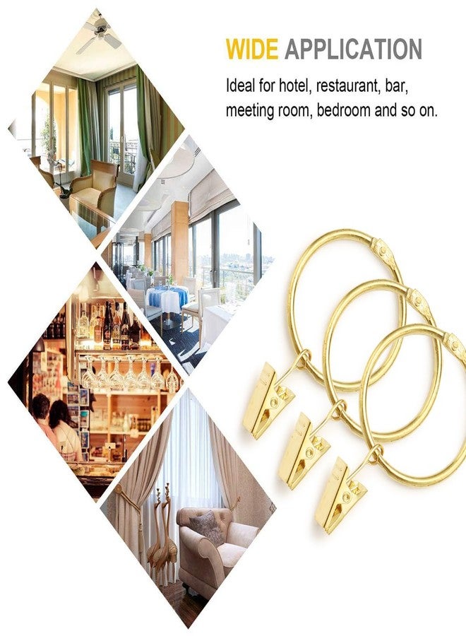 Fivebop 40 Pack Rings Curtain Clips Rustproof Metal Window Drapery Decorative Clips Vintage Heavy Duty Eyelet Curtain Rods Hangers Rings with Hooks, 1.5In Inner Diameter (Gold-Open) - Image 5