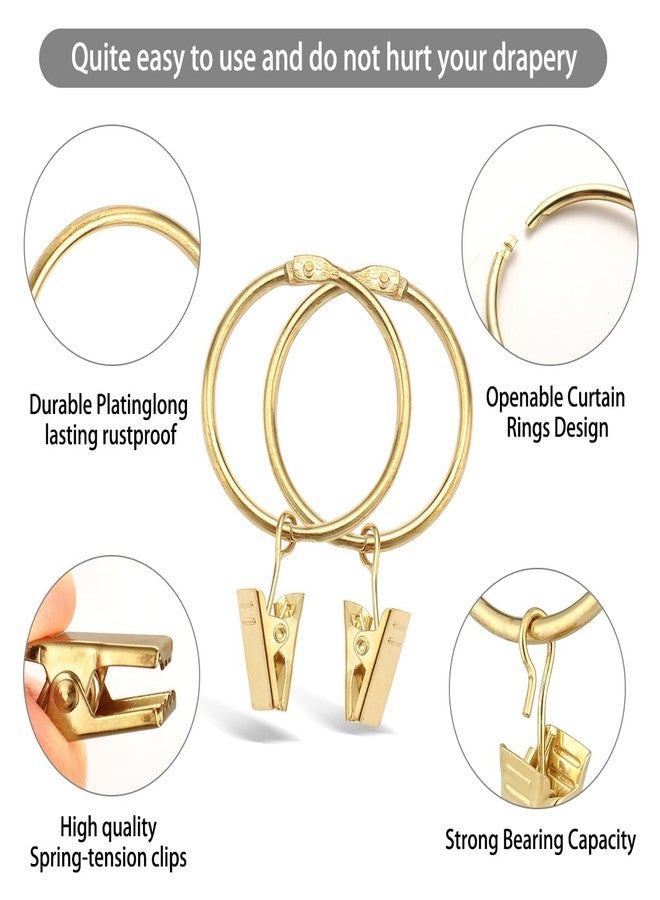 Fivebop 40 Pack Rings Curtain Clips Rustproof Metal Window Drapery Decorative Clips Vintage Heavy Duty Eyelet Curtain Rods Hangers Rings with Hooks, 1.5In Inner Diameter (Gold-Open) - Image 3
