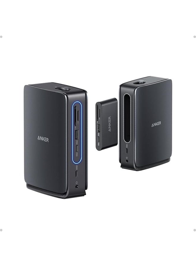 Anker Nano 13-in-1 Laptop Docking Station with Detachable 6-in-1 Hub, USB-C 3 Display Docking (2 HDMI+1 DP), 10 Gbps USB-C, 3 USB-A, Audio, SD/TF, Ethernet, 100W Max PD for Dell/Lenovo/HP Home Office black - Image 1