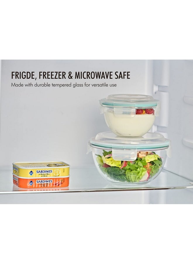 Glasslock Glasslock Mixing Bowl with Latching Lids 8-Pieces Set - Airtight, Leakproof, BPA Free Lids, Nesting, Meal Prep, Baking, Salad, Food Storage & Serving Bowl, Microwave, Fridge & Freezer, Dishwasher Safe  - Image 4