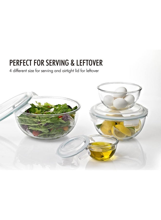 Glasslock Glasslock Mixing Bowl with Latching Lids 8-Pieces Set - Airtight, Leakproof, BPA Free Lids, Nesting, Meal Prep, Baking, Salad, Food Storage & Serving Bowl, Microwave, Fridge & Freezer, Dishwasher Safe  - Image 5