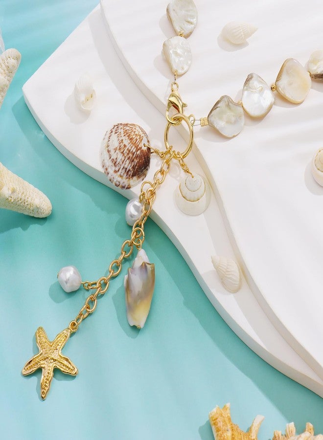 Bocar Statement Shell Bib Choker Necklace with Long Pendant for Women Chunky Natural Freshwater Shell Conch Starfish Pearl Pendent Costume Collar Beach Necklace (NK-10765) - Image 4