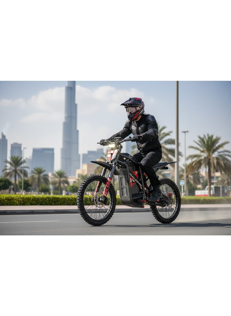 حصان الريح دراجة نارية كهربائية Y1 للطرق الوعرة، 3000 واط، سرعة 95 كم/ساعة، بطارية قابلة للإزالة 60 فولت 35 أمبير/ساعة، مدى 70 كم، هيكل من سبائك الكربون، إطارات للطرق الوعرة مقاس 19×3 بوصة، نظام تعليق مزدوج - Image 3
