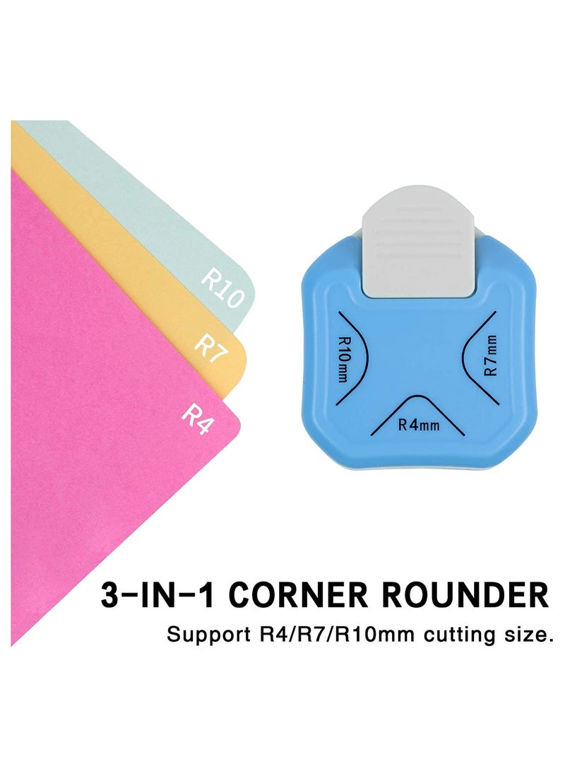 SOLARAE 3 in 1 Corner Cutter Rounder Punch  Hole 4mm 7mm 10mm 3Way for Paper Craft DIY Projects Photo Cutter Card Making and Scrapbooking Crafting Handmade Activity Blue - Image 4