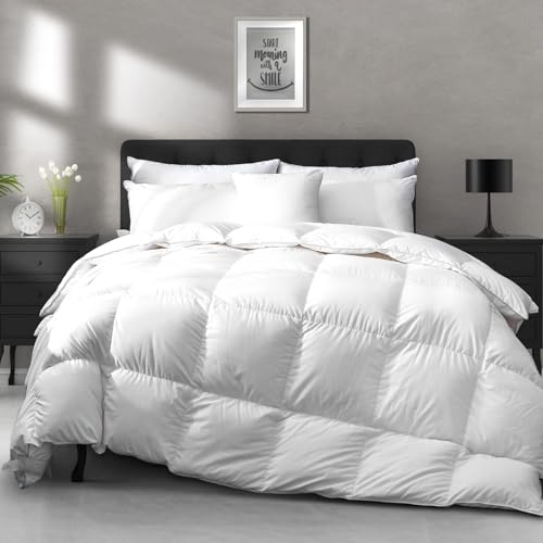 APSMILE Lightweight Down Feather Fibers Comforter King Size  Cooling Bed Comforter Hotel Collection High FillPower Thin Duvet Insert for Warm WeatherHot Sleepers 106x90 White