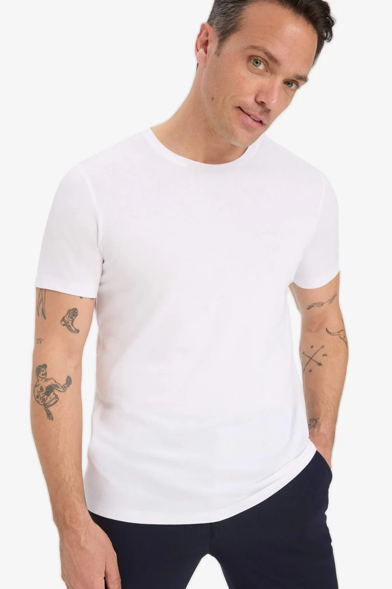 ديفاكتو Slim Fit Crew Neck Modal Blend Basic T-Shirt