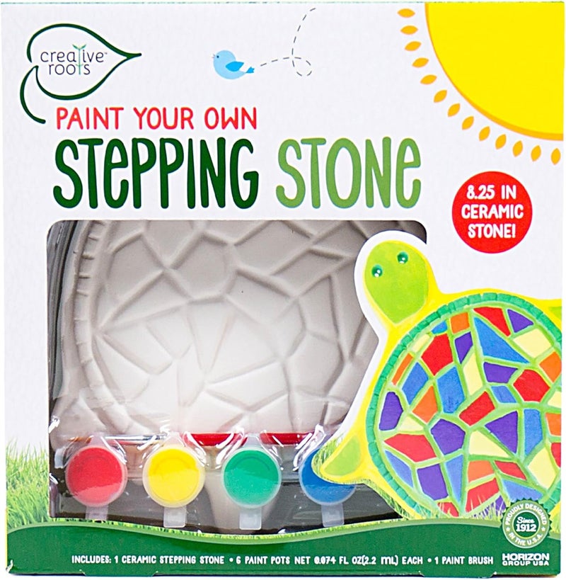 Creative Roots Mosaic Turtle DIY Stepping Stone Kit, Includes Ceramic Stone & 6 Vibrant Paints for Kids Ages 8+ - Image 1