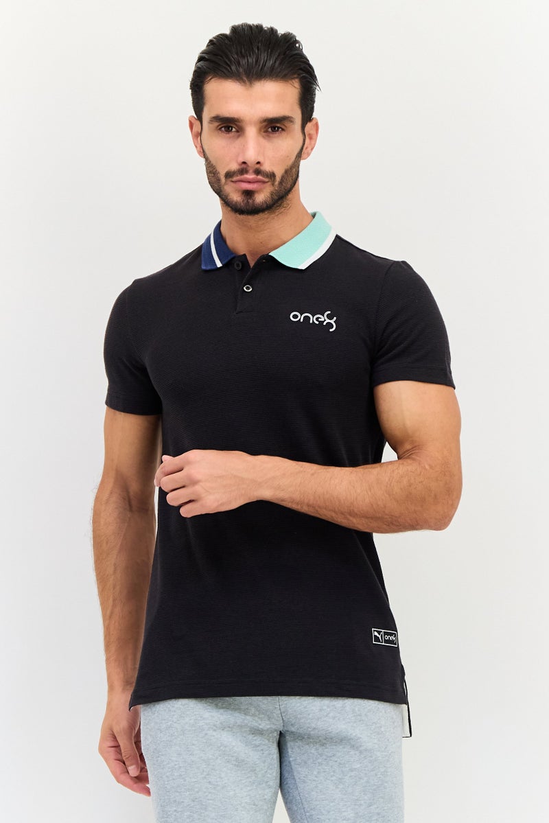Puma x One8 Men Slim Fit Short Sleeve Outdoor Polo Shirt, Black - Image 1