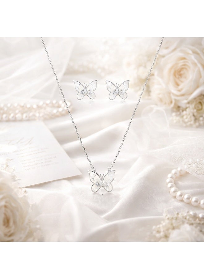 MTZ Women Jewellery Set, 14K Gold Plated Dainty Pendant Necklace & Stud Earrings Set for Wedding Party Daily Wear - Image 3
