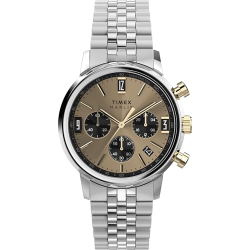 Timex Men's Marlin Quartz Chronograph 40mm Watch - Stainless Steel Bracelet Champagne Dial Two-Tone Case - Image 1