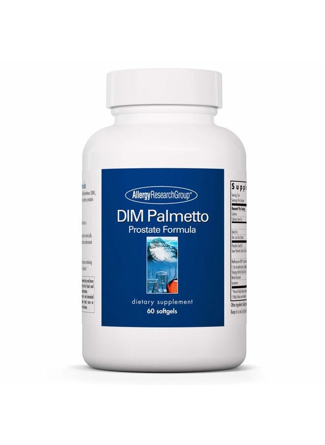 Allergy Research Group - DIM Palmetto - Prostate Support Supplement for Men's Health, Zinc with Saw Palmetto, Beta Sitosterol, Stinging Nettle Extract, Pumpkin Seed Oil, Softgels - 60 Count - Image 1