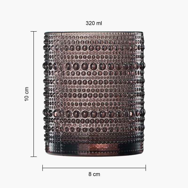 Khen Hobnail Beaded Highball Drinking Tumbler Glasses | Set of 6 | Color, Vintage Bubble Design Whiskey Glassware, Old-Fashioned, Embossed Design for Water, Wine, Cocktail Embossed, Rocks Glass - Image 5