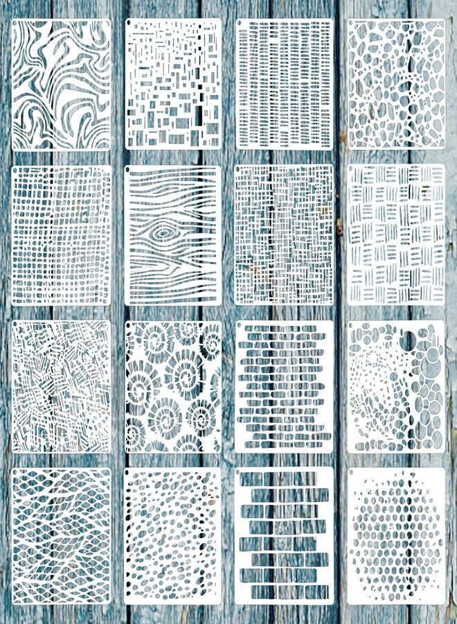 LLOUSSAK 16Pcs Layering Stencils for Painting, 6"x6" Stencils for Crafts, Mixed Texture Painting Stencils for Burlap Art Painting on Wood Wall Canvas Brick Layered Pattern Paint Art Stencils - Image 1