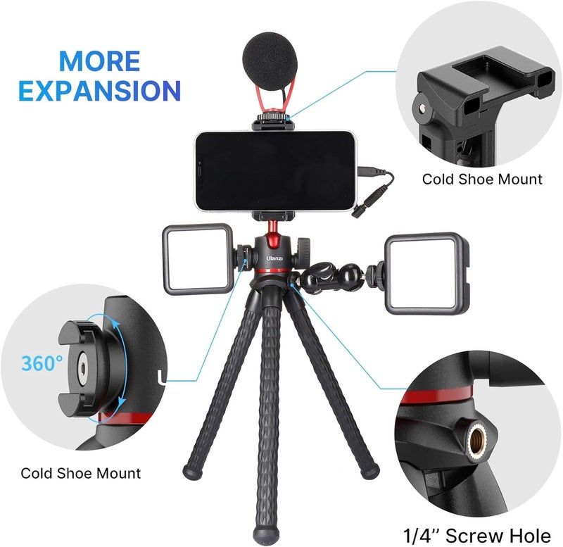 SKYCELL Flexible Tripod Stand for Mobile Phone & DSLR Camera Mini Tripod Gorrilla POD 27CM Portable & Flexible with Smartphone Holder & 360° Ball Head - Image 4