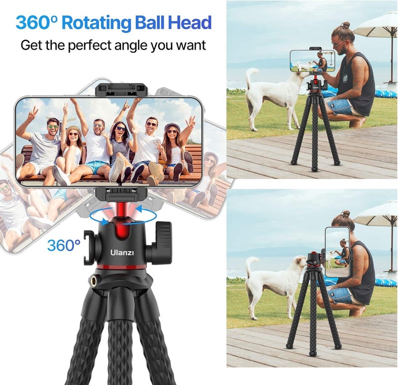 SKYCELL Flexible Tripod Stand for Mobile Phone & DSLR Camera Mini Tripod Gorrilla POD 27CM Portable & Flexible with Smartphone Holder & 360° Ball Head - Image 3