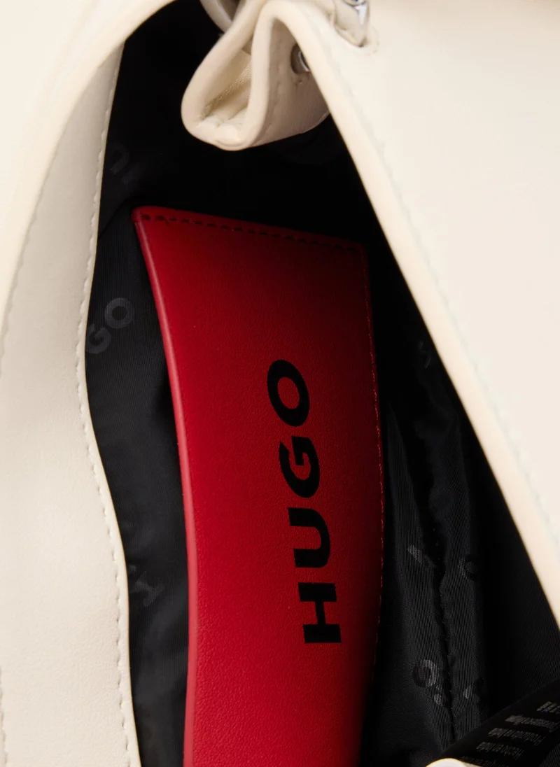 HUGO Faux-leather crossbody bag with logo-hardware closure