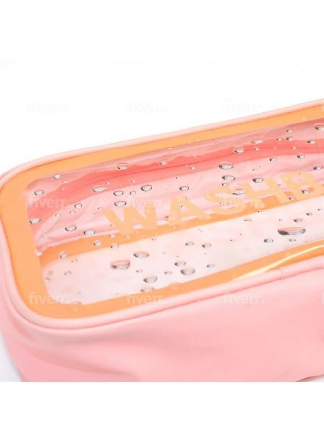 HavenFlix Toiletry Bag, Wash Make Up Bag PVC Waterproof Zippered Cosmetic Bag, Portable Carry Pouch for Women Men (Set of 3 Bag Pink) - Image 5