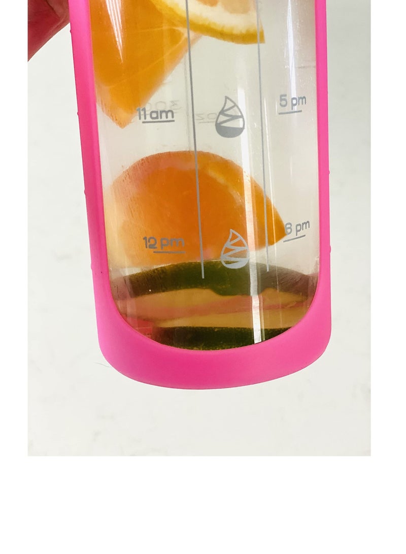 Y&D 32 oz Glass Water Bottle with Time Marks and Silicone Sleeve - Flip Lid, Motivational Bottles for Hydration, Reusable, Wide Mouth, Leakproof, 1 Liter Drinking Bottle, BPA Free  - Image 3