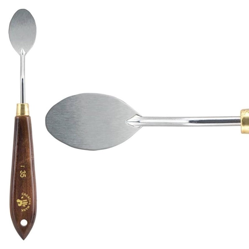 Creative Mark Stainless Steel Palette  Painting Tools Paint Palette with Wooden Handle Variety of Shapes and Sizes 35T 114 in