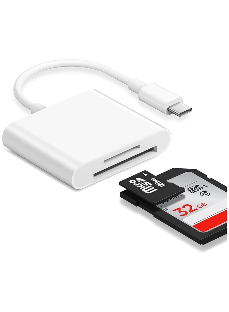 SD/TF Card Reader for iPhone iPad Camera, 2-in-1 Dual Card Slot Memory Card Reader Lightning/Type-C to Carder Adapter (SD TF for Type C only) - Image 1