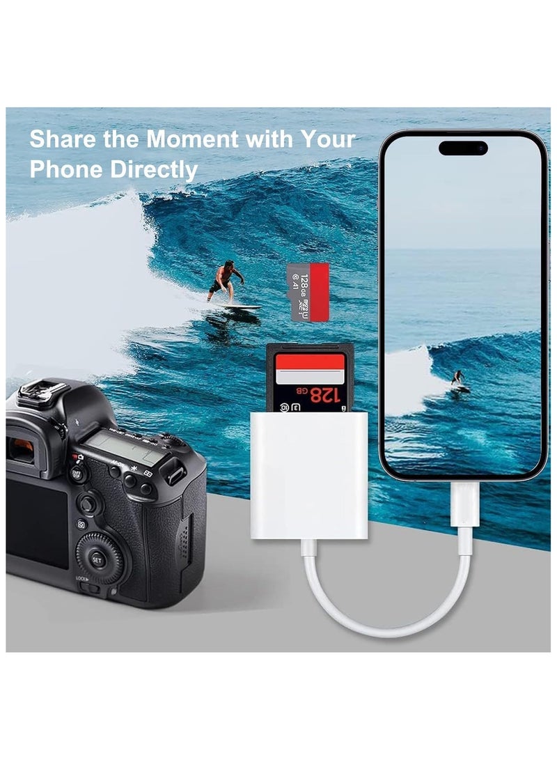 SD/TF Card Reader for iPhone iPad Camera, 2-in-1 Dual Card Slot Memory Card Reader Lightning/Type-C to Carder Adapter (SD TF for Type C only) - Image 2