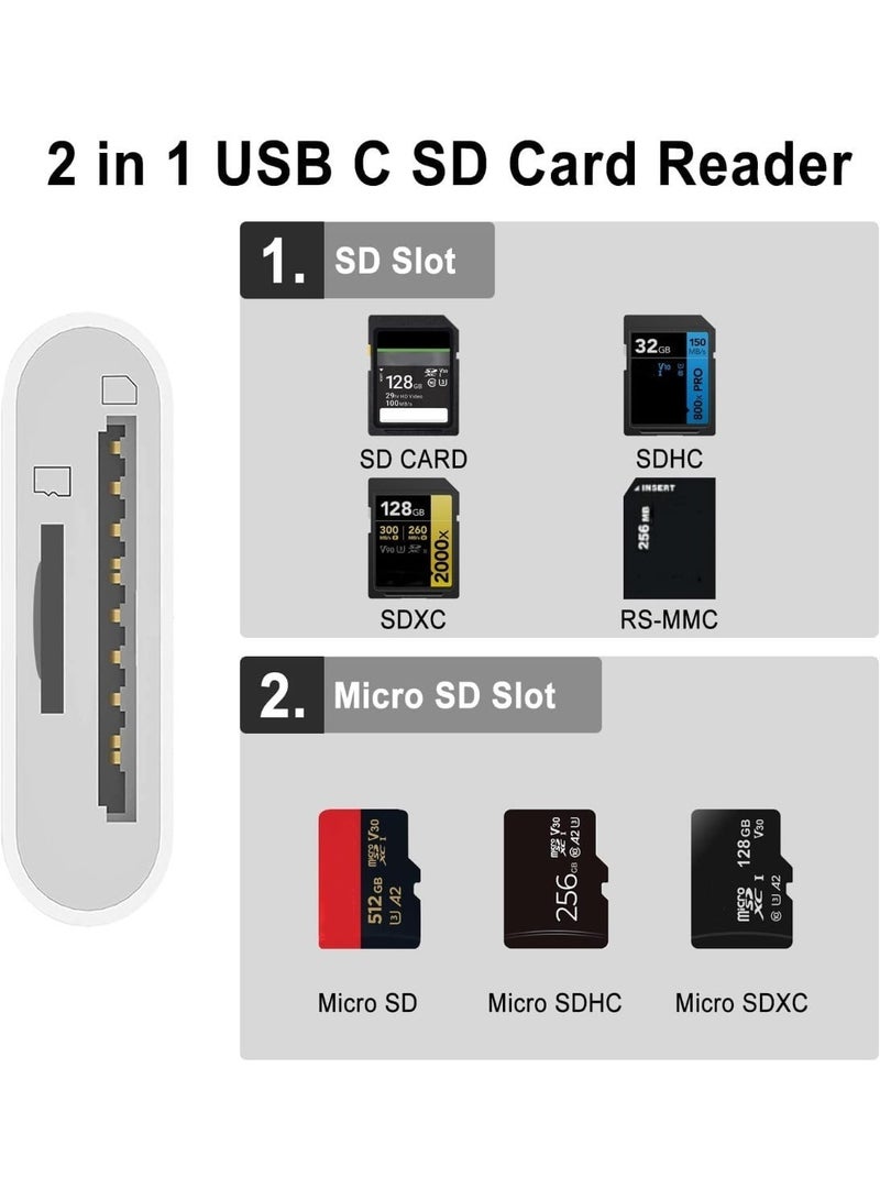 SD/TF Card Reader for iPhone iPad Camera, 2-in-1 Dual Card Slot Memory Card Reader/Type-C to Carder Adapter (SD TF for Type C only) - Image 4