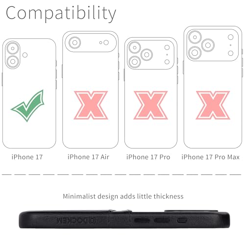 Dockem Card Case for iPhone 17 with Magnetic Mounting Plate Camera Control Button Wallet with 2 Holder Slots M2 Exec Premium Synthetic Leather Black - Image 3