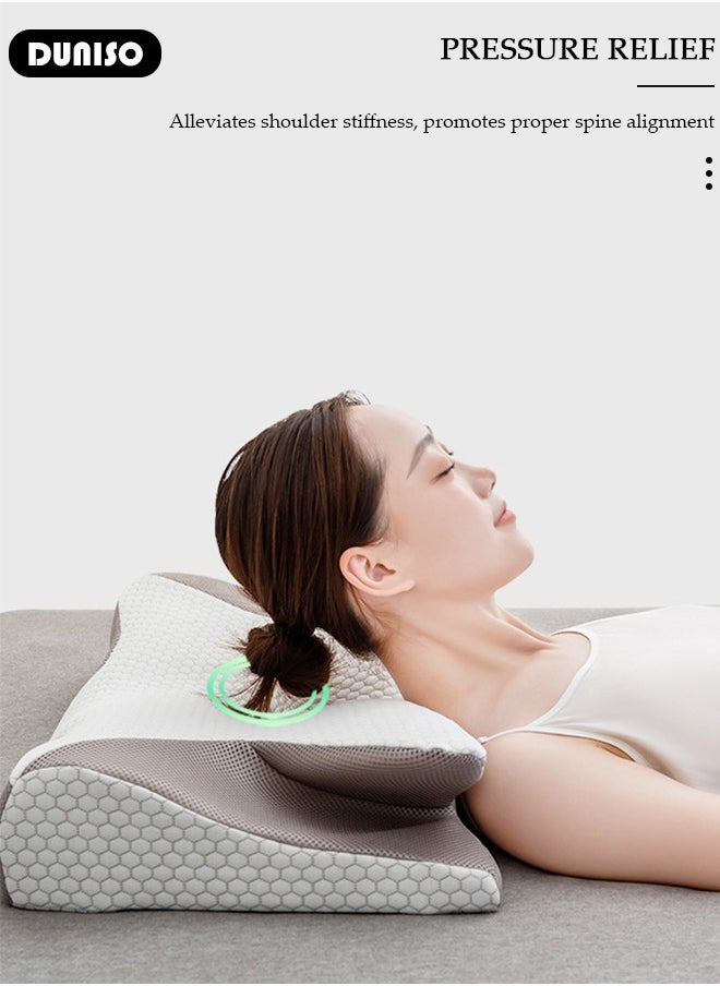 DUNISO Super Comfort Ergonomic Pillow for Neck Head and Shoulder Pain Relief Contour Support Pillows for Bed Sleeping Orthopedic Cervical Spine Stretch Pillow for Side Back Stomach Sleeper  - Image 2