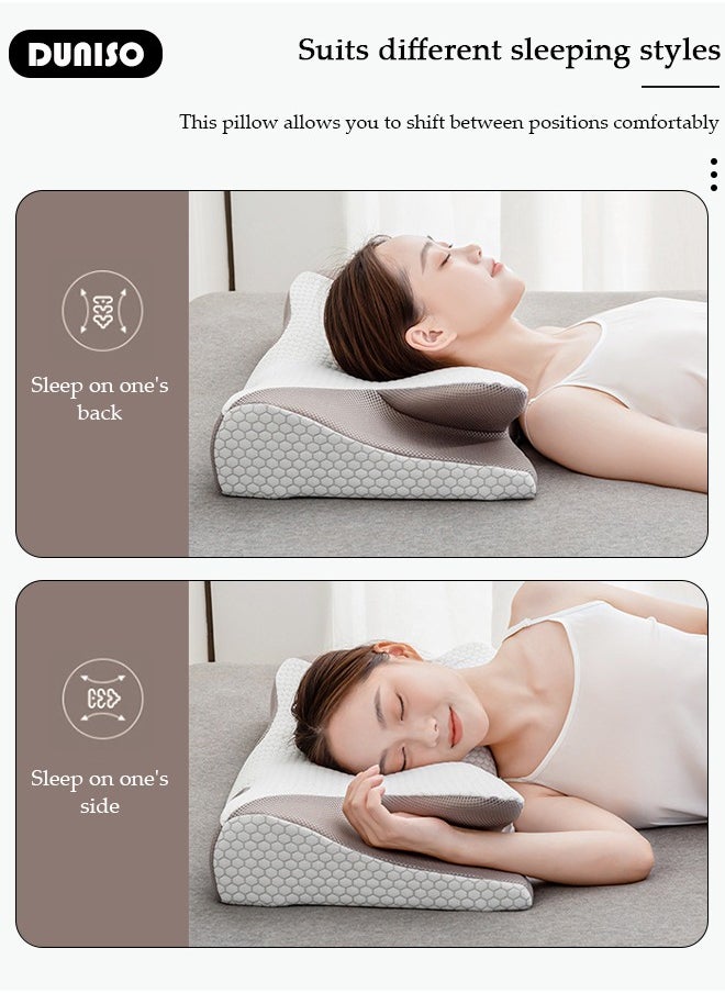 DUNISO Super Comfort Ergonomic Pillow for Neck Head and Shoulder Pain Relief Contour Support Pillows for Bed Sleeping Orthopedic Cervical Spine Stretch Pillow for Side Back Stomach Sleeper  - Image 3