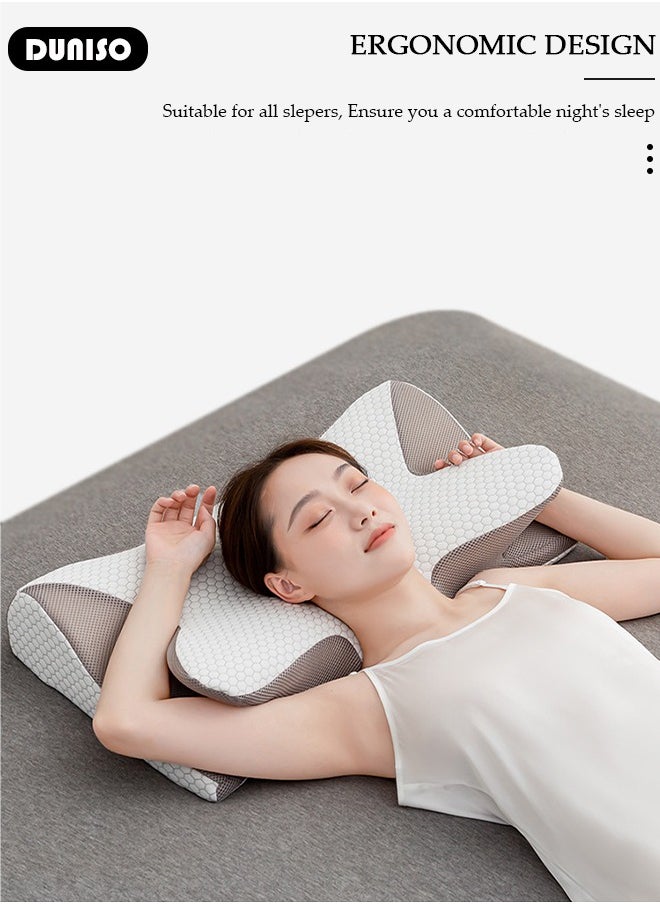 DUNISO Super Comfort Ergonomic Pillow for Neck Head and Shoulder Pain Relief Contour Support Pillows for Bed Sleeping Orthopedic Cervical Spine Stretch Pillow for Side Back Stomach Sleeper  - Image 5