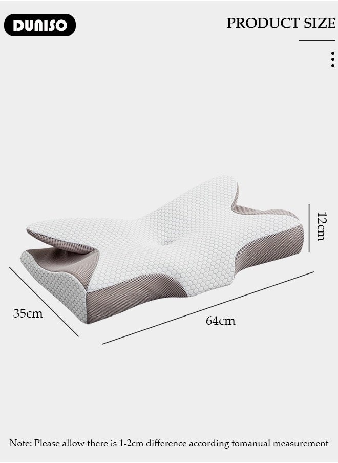 DUNISO Super Comfort Ergonomic Pillow for Neck Head and Shoulder Pain Relief Contour Support Pillows for Bed Sleeping Orthopedic Cervical Spine Stretch Pillow for Side Back Stomach Sleeper  - Image 4