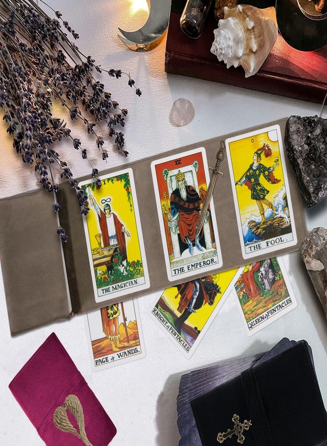 Knana 16Pcs Velvet Tarot Card Holder Tarot Accessories Tarot Card Storage with Vintage DIY Pendant - Image 4
