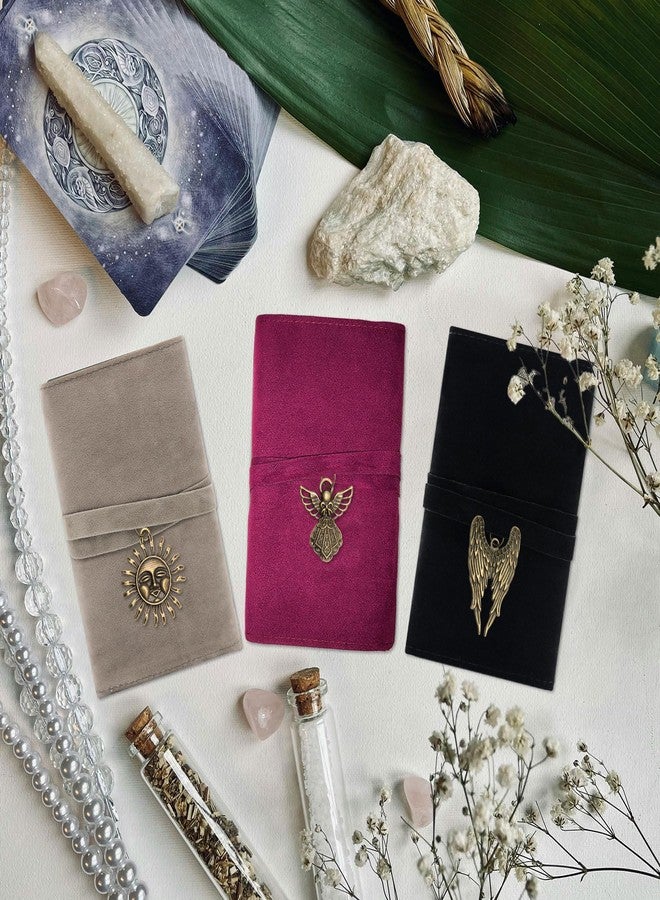 Knana 16Pcs Velvet Tarot Card Holder Tarot Accessories Tarot Card Storage with Vintage DIY Pendant - Image 3