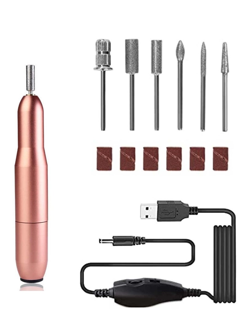 Excefore Electric Nail Files, Nail Drill Portable Electric Nail File 20,000 RPM with 6 Changeable Drills and Sand Bands for Exfoliating, Grinding, Polishing, Nail Removing, Acrylic Nail Tools - Image 1
