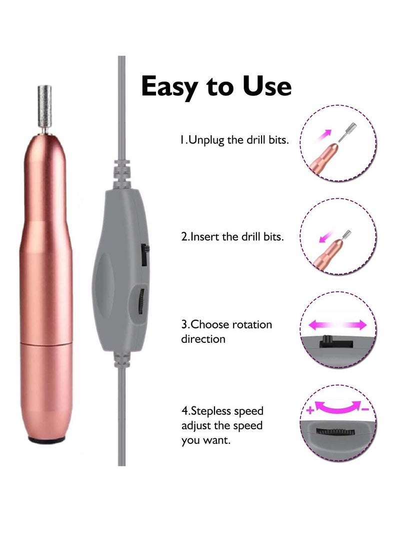 Excefore Electric Nail Files, Nail Drill Portable Electric Nail File 20,000 RPM with 6 Changeable Drills and Sand Bands for Exfoliating, Grinding, Polishing, Nail Removing, Acrylic Nail Tools - Image 4
