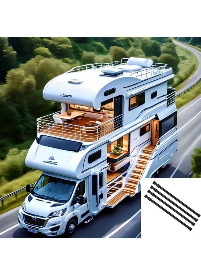 Ticify Adjustable Refrigerator Rod Black Double RV Non Slip Extension Cabinet Tension Rod - Image 4