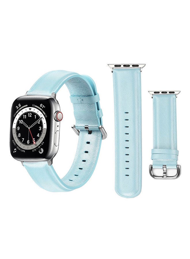 NIBEMINENT Leather Replacement Band For Apple Watch Series 6/SE/5/4/3/2/1 Sky Blue