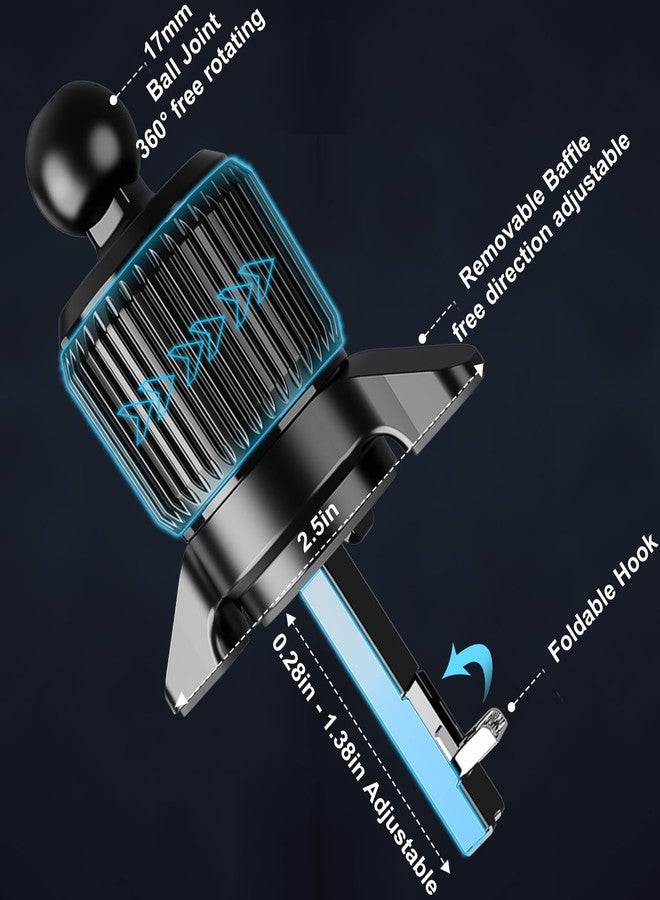 xuenair Car Vent Clip, [Foldable Hook] Aluminum Universal 17mm Ball Joint Clip Compatible for Car Phone Holders, 0.3"-1.3" Adjustable Vent Clip Car Phone Mount for Vertical Horizontal Air Outlet - Image 5