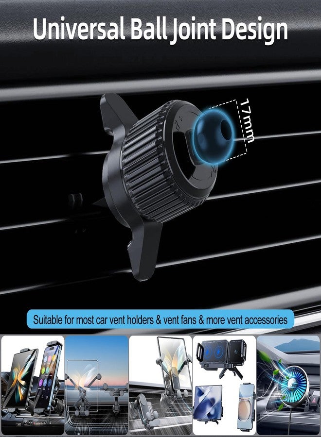 xuenair Car Vent Clip, [Foldable Hook] Aluminum Universal 17mm Ball Joint Clip Compatible for Car Phone Holders, 0.3"-1.3" Adjustable Vent Clip Car Phone Mount for Vertical Horizontal Air Outlet - Image 3