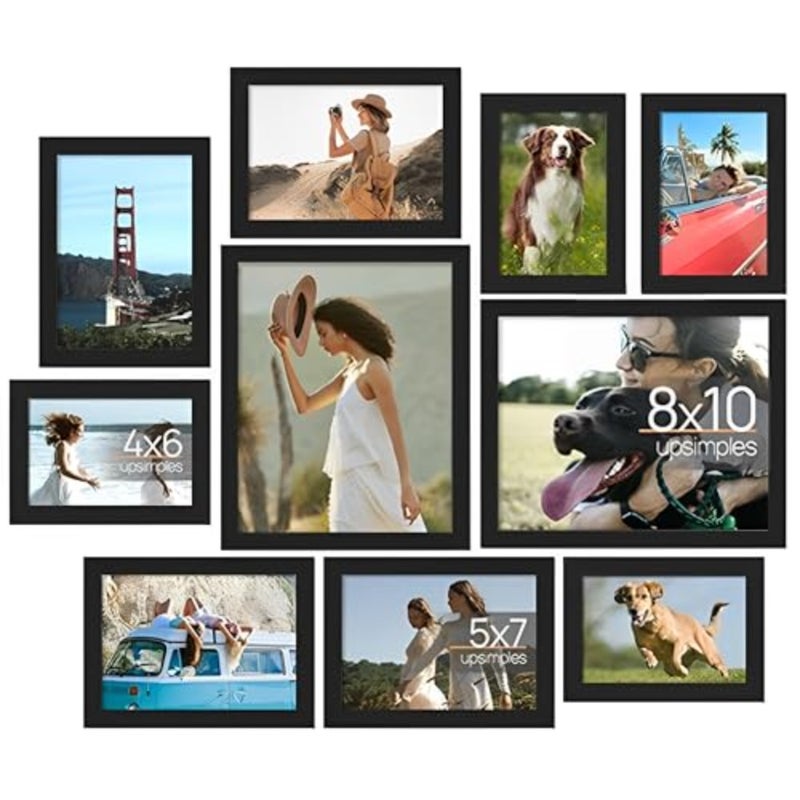 10 Pack Picture Frames for Wall Decor Living Room, Multi Sizes 4x6, 5x7, 8x10 Photo Frames for Room Decor and Wall Art, Classic Black Home Decor Frames - Image 1