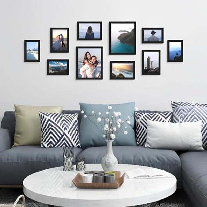 10 Pack Picture Frames for Wall Decor Living Room, Multi Sizes 4x6, 5x7, 8x10 Photo Frames for Room Decor and Wall Art, Classic Black Home Decor Frames - Image 5
