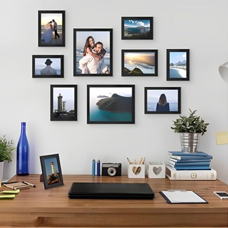10 Pack Picture Frames for Wall Decor Living Room, Multi Sizes 4x6, 5x7, 8x10 Photo Frames for Room Decor and Wall Art, Classic Black Home Decor Frames - Image 4