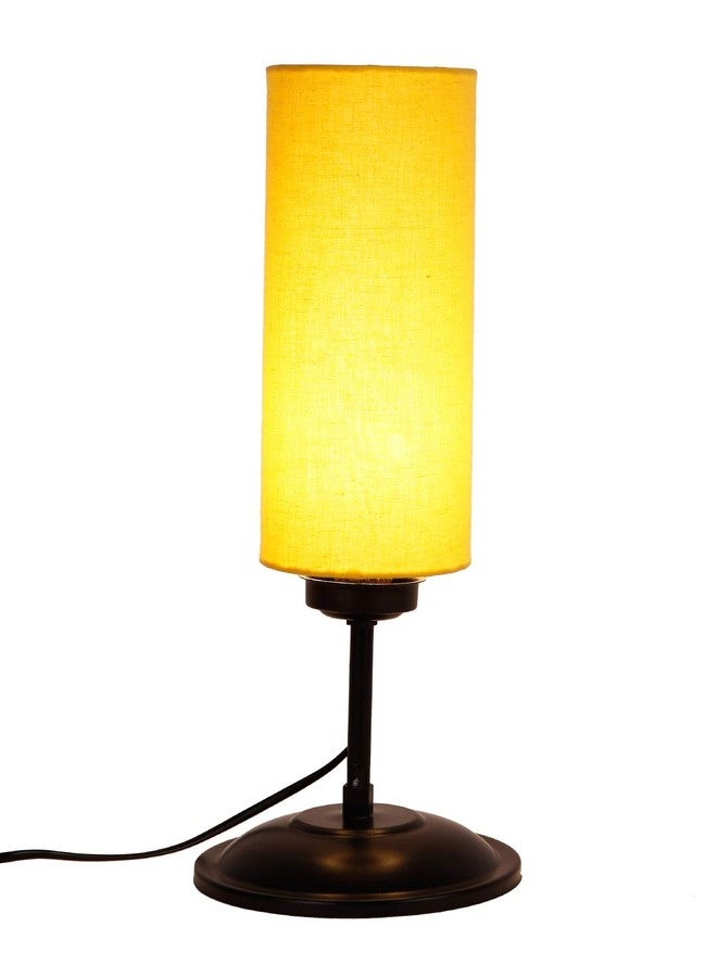 AMDHOME Cylindrical Yellow Cotton Shade Table Lamp with Black Base-(Home Décor)-6.75x16.1 Inches - Image 4