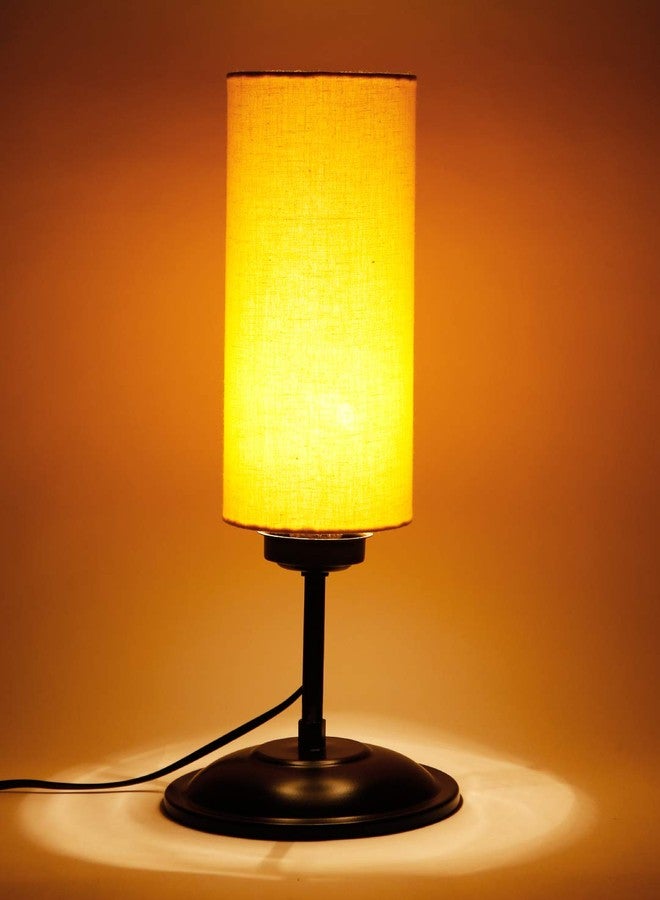 AMDHOME Cylindrical Yellow Cotton Shade Table Lamp with Black Base-(Home Décor)-6.75x16.1 Inches - Image 3
