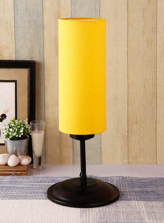AMDHOME Cylindrical Yellow Cotton Shade Table Lamp with Black Base-(Home Décor)-6.75x16.1 Inches - Image 2