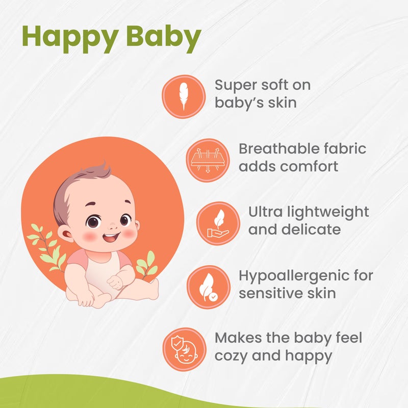 FawnFeel Jhabala for Newborn Baby, Infants & Toddlers I 100% Bamboo Based Fabric Breathable, Soft & Lightweight I Apt for Indian humid climate I Cat&Moon+Rainbow Print I 3-6 months babies I Pack of 4 - Image 4