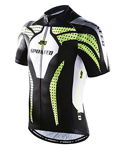 sponeed Cycling Outfit Men Biking Shorts Bikewear with Reflective Stripes and Pokcets US L Green - Image 3